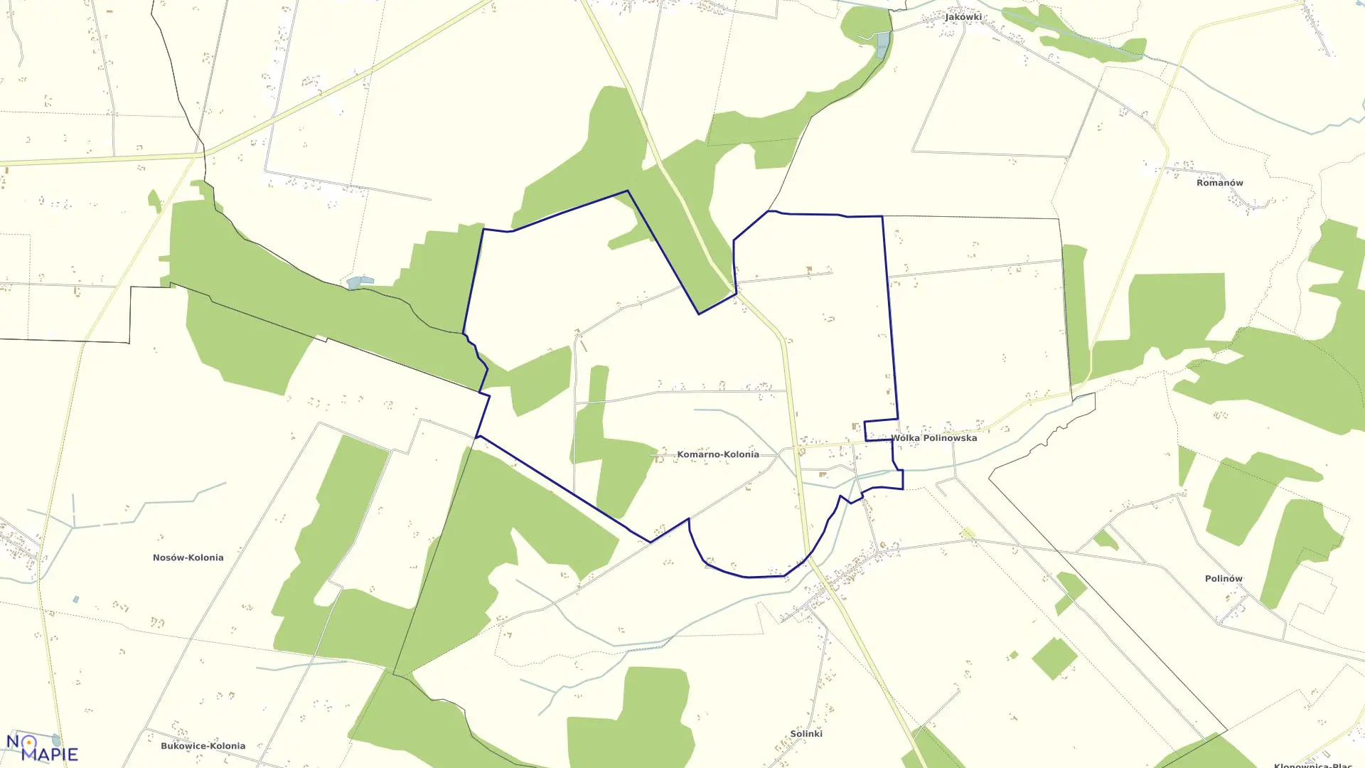 Mapa obrębu KOMARNO KOLONIA w gminie Konstantynów