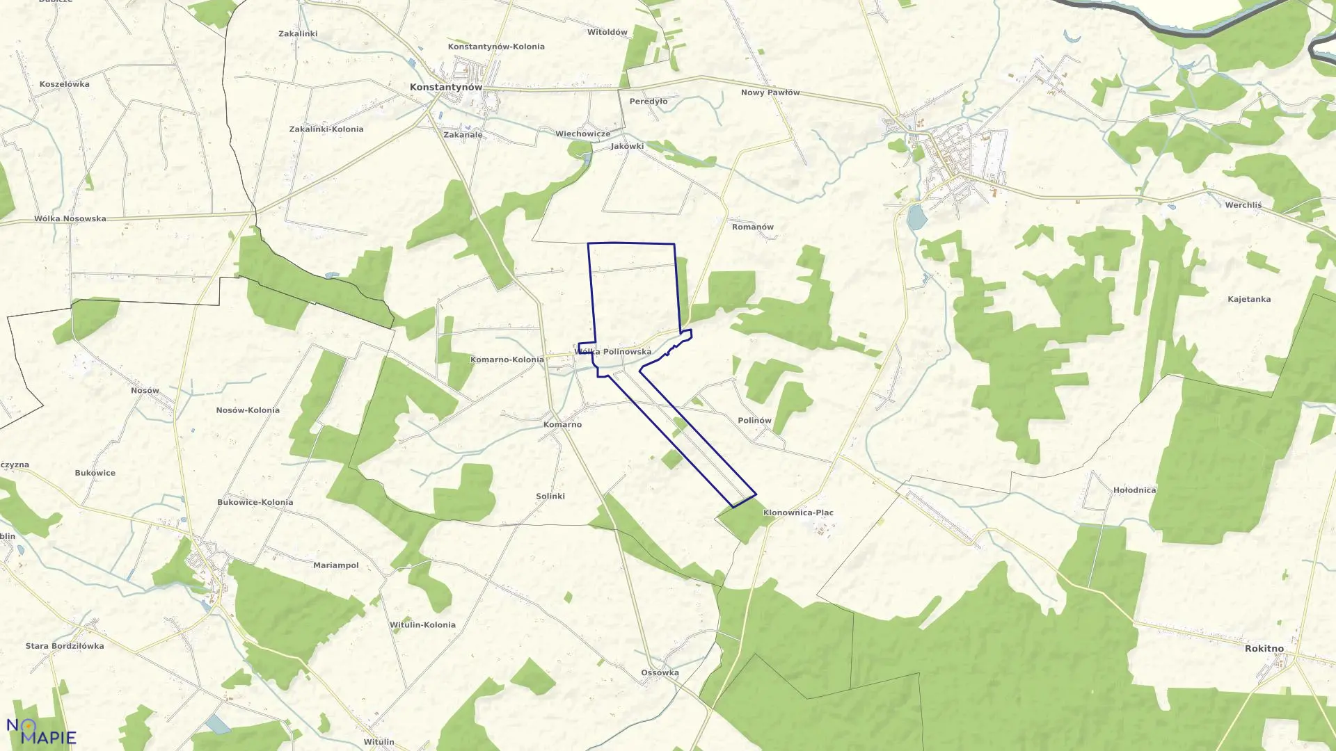 Mapa obrębu WÓLKA POLINOWSKA w gminie Konstantynów